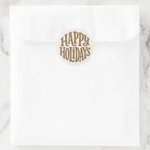 Retro Happy Holidays Classic Round Sticker