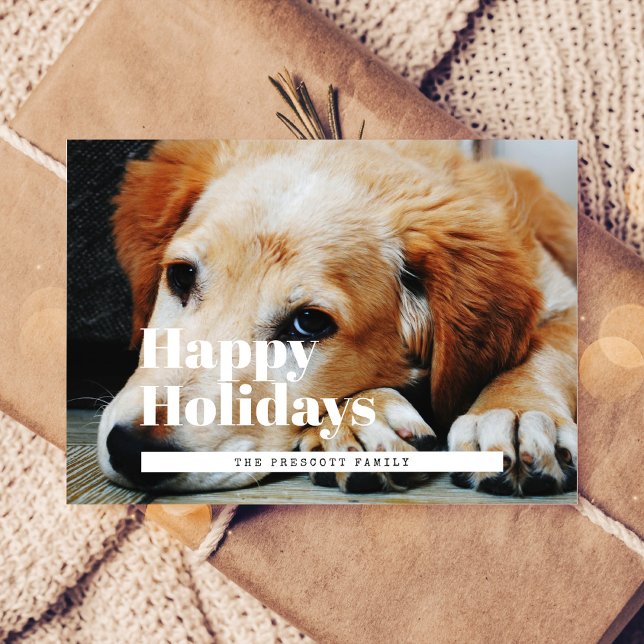 Retro Happy Holidays family photo Postcard (Creator Uploaded)