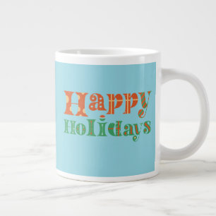 Retro Happy Holidays Giant Coffee Mug