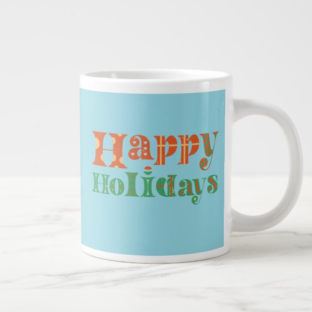 Retro Happy Holidays Giant Coffee Mug (Right)