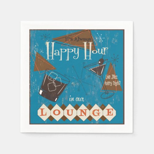 Retro Happy Hour Cocktail Napkins