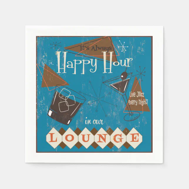 Retro Happy Hour Cocktail Napkins Zazzle