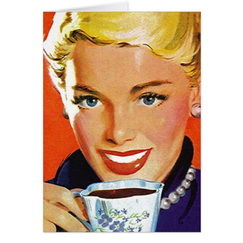 Retro Happy In Suburbia Coffee Tea Blank Cards