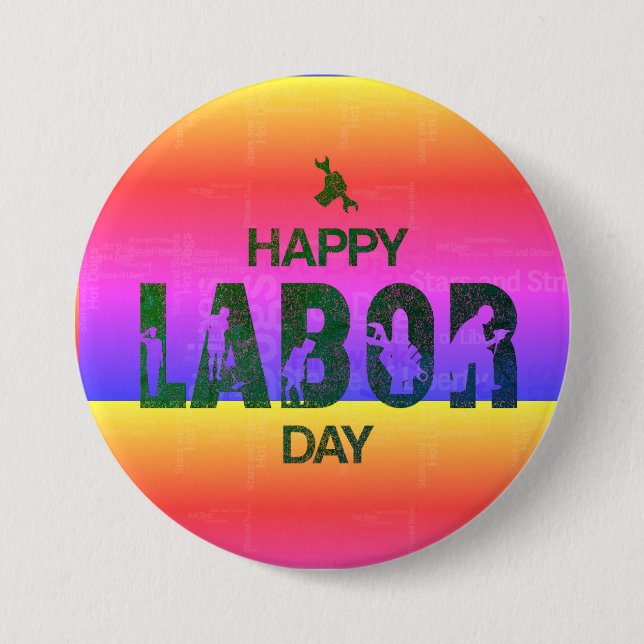 Retro Happy Labor Day In Retro Blue Button (Front)
