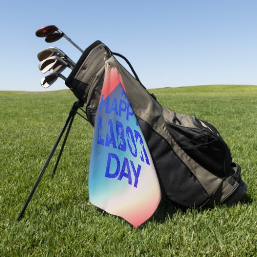 Retro Happy Labor Day In Retro Blue Golf Towel