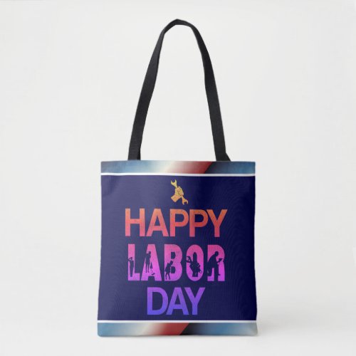 Retro Happy Labor Day In Retro Blue Tote Bag