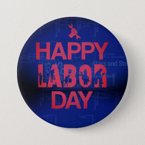 Retro Happy Labor Day In Retro Red Button