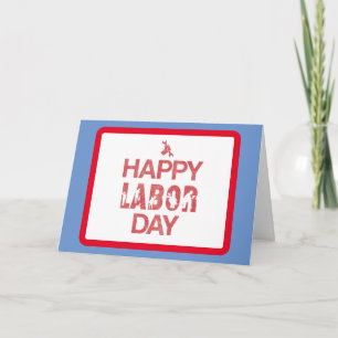 Retro Happy Labor Day In Retro Red Card