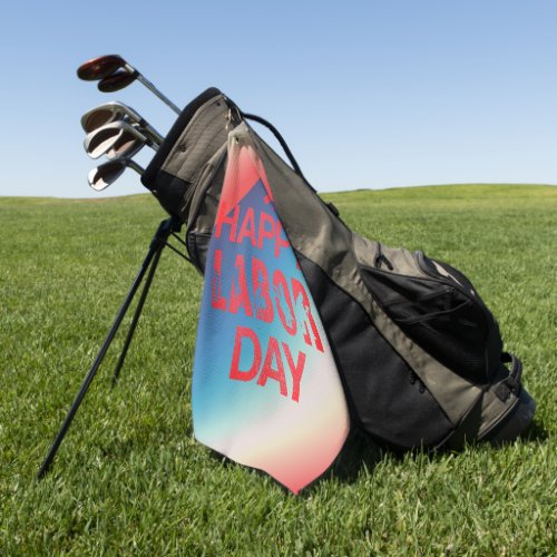 Retro Happy Labor Day In Retro Red Golf Towel