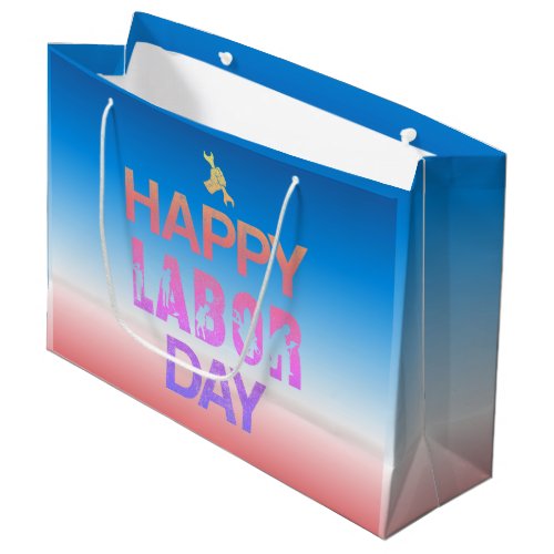 Retro Happy Labor Day In Retro Red Large Gift Bag
