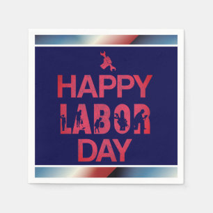 Retro Happy Labor Day In Retro Red Napkins