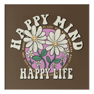 Retro Happy Mind Happy Life Acrylic Print