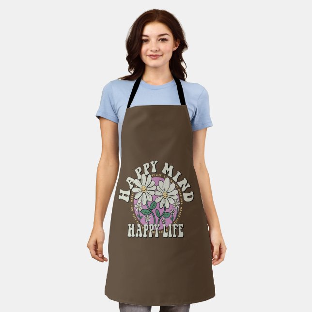 Retro Happy Mind Happy Life Apron (Worn)