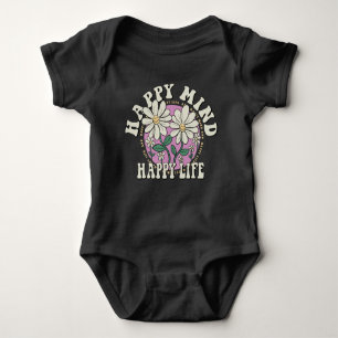 Retro Happy Mind Happy Life Baby Bodysuit