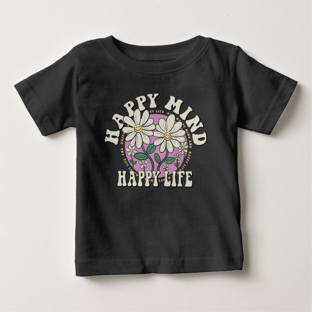 Retro Happy Mind Happy Life Baby T-Shirt (Front)