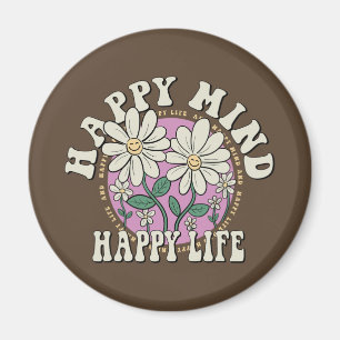 Retro Happy Mind Happy Life Magnet