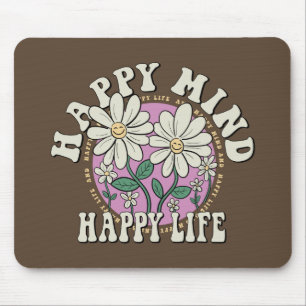 Retro Happy Mind Happy Life Mouse Pad
