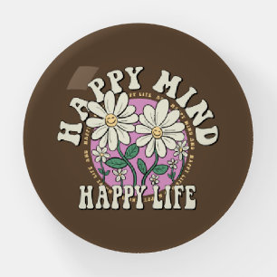 Retro Happy Mind Happy Life Paperweight
