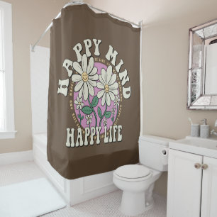 Retro Happy Mind Happy Life Shower Curtain
