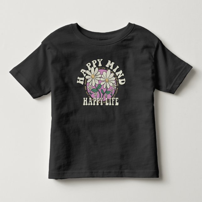 Retro Happy Mind Happy Life Toddler T-shirt (Front)
