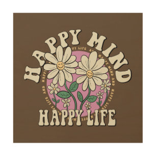Retro Happy Mind Happy Life Wood Wall Art