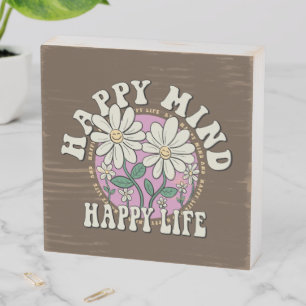 Retro Happy Mind Happy Life Wooden Box Sign