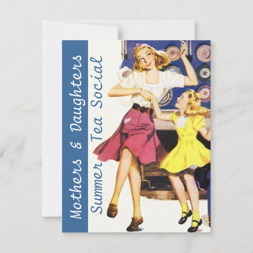 Retro Happy Mothers &amp; Daughters Social Invitations