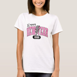 Retro Happy New Year 2025 PNG, Lightning Bolt New T-Shirt