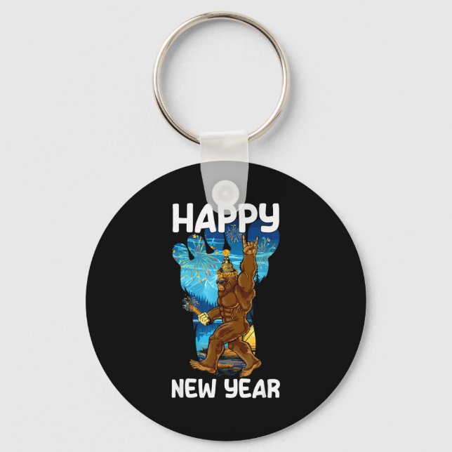 Retro Happy New Year 2026 Bigfoot Lovers New Years Keychain (Front)
