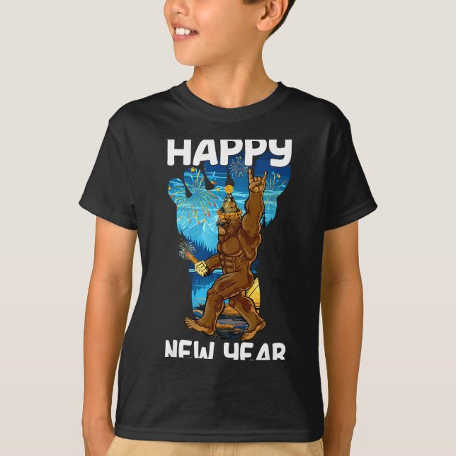 Retro Happy New Year 2026 Bigfoot Lovers New Years T-Shirt (Front)