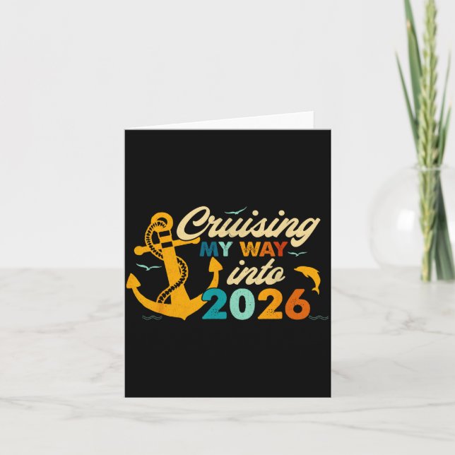 Retro Happy New Year 2026 Nye Disco Cute Bow Hipe  Card (Front)