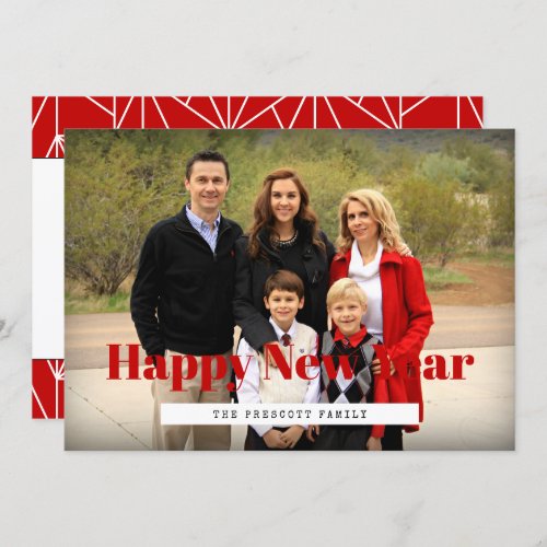 Retro Happy New Year family photo Holiday Card