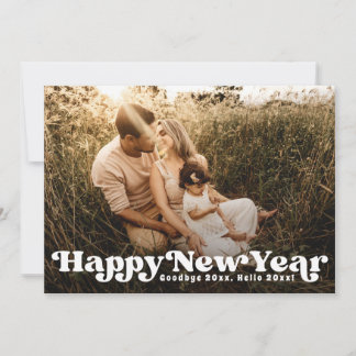 Retro Happy New Year Photo Holiday Card