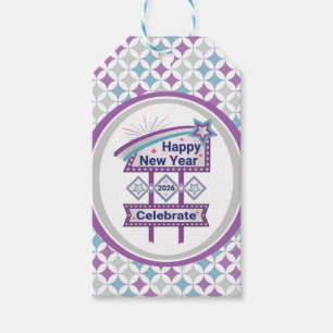 Retro Happy New Year Sign – Celebrate Marquee Gift Tags