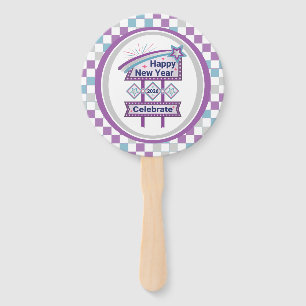 Retro Happy New Year Sign – Celebrate Marquee Hand Fan
