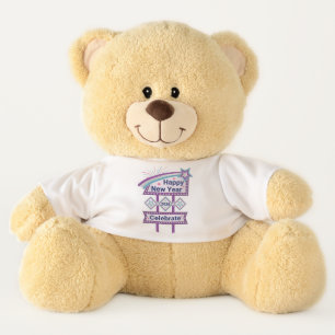 Retro Happy New Year Sign – Celebrate Marquee Teddy Bear