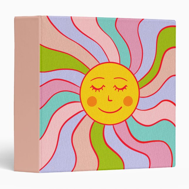 Retro happy sun 3 ring binder (Front/Spine)