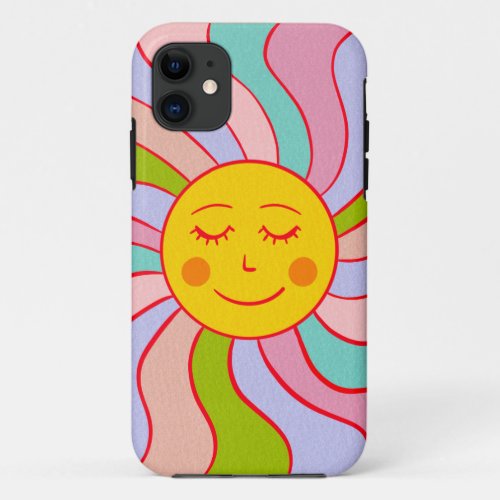 Retro happy sun iPhone 11 case