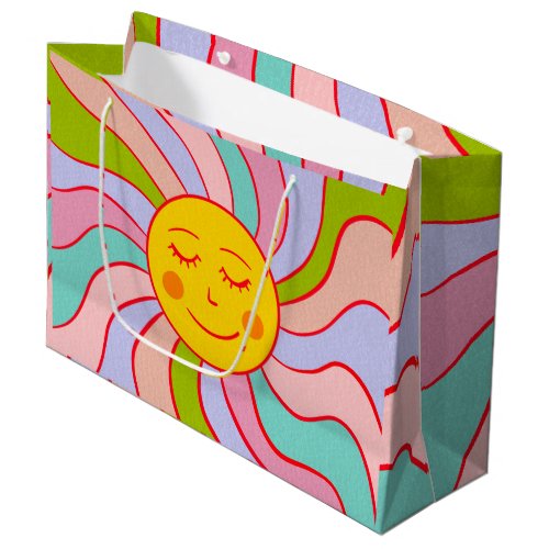 Retro happy sun large gift bag