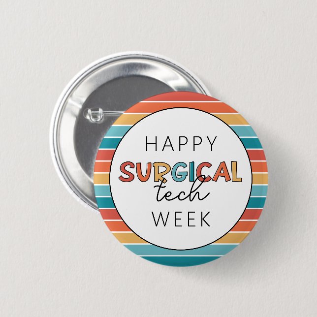 Retro Happy Surgical Tech Week Button (Front & Back)
