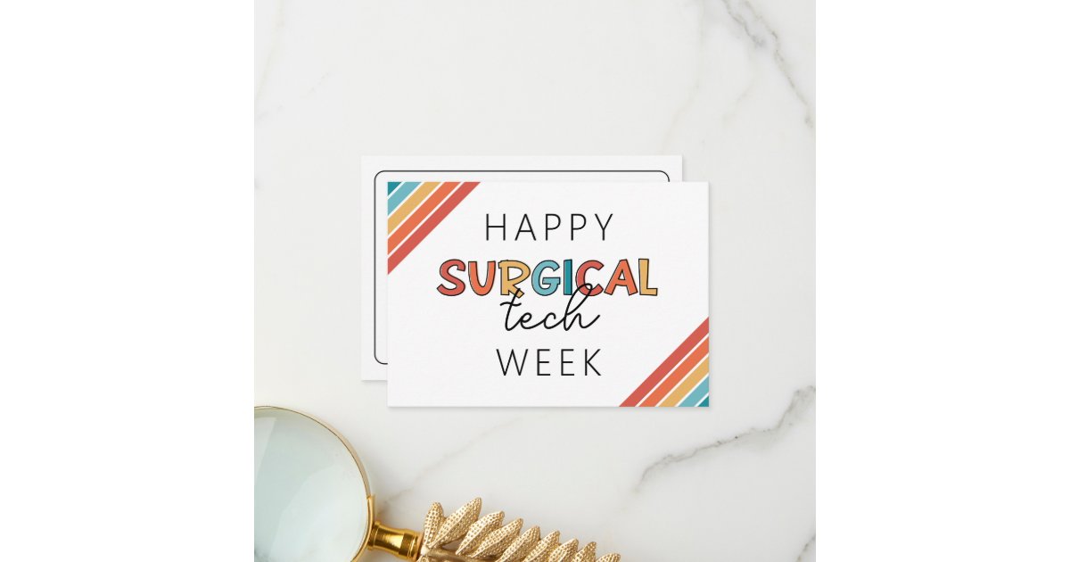 Retro Happy Surgical Tech Week Custom Thank You Card Zazzle