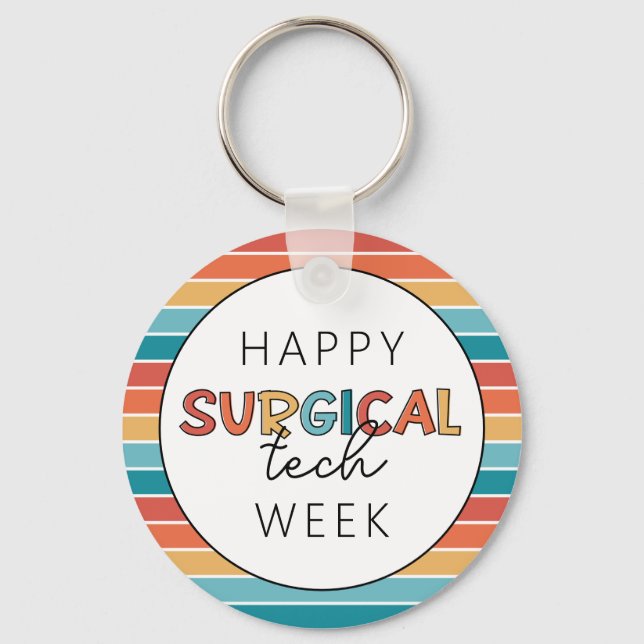 Retro Happy Surgical Tech Week Keychain (Front)