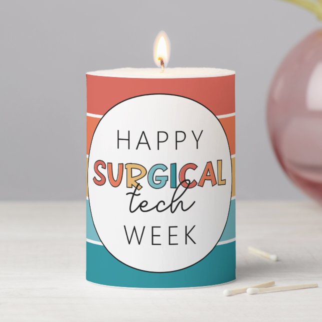 Retro Happy Surgical Tech Week Pillar Candle (In Situ)