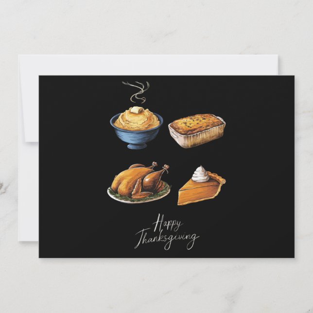 Retro Happy Thanksgiving Fall Pumpkin Pie Holiday Card (Front)