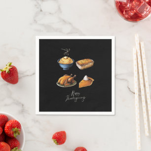 Retro Happy Thanksgiving Fall Pumpkin Pie Napkins