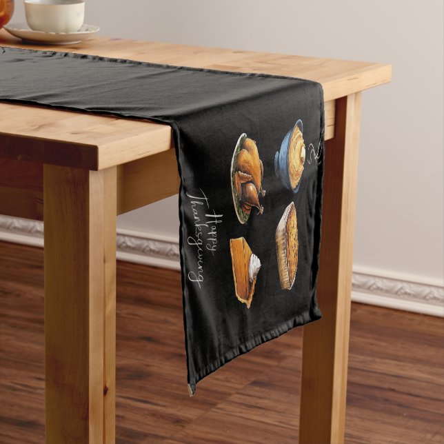 Retro Happy Thanksgiving Fall Pumpkin Pie Short Table Runner (In Situ)