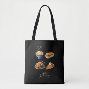 Retro Happy Thanksgiving Fall Pumpkin Pie Tote Bag