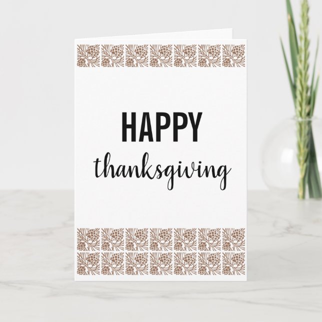 Retro Happy Thanksgiving White Blank Holiday Card (Front)