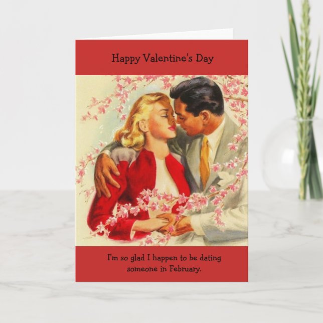 Retro - Happy to Have a Date for Valentine's Day, Holiday Card (Front)