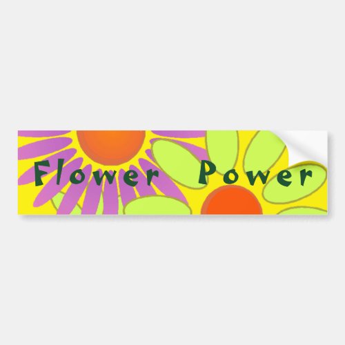 Retro Happy Vintage Flower Power Abstract floral Bumper Sticker